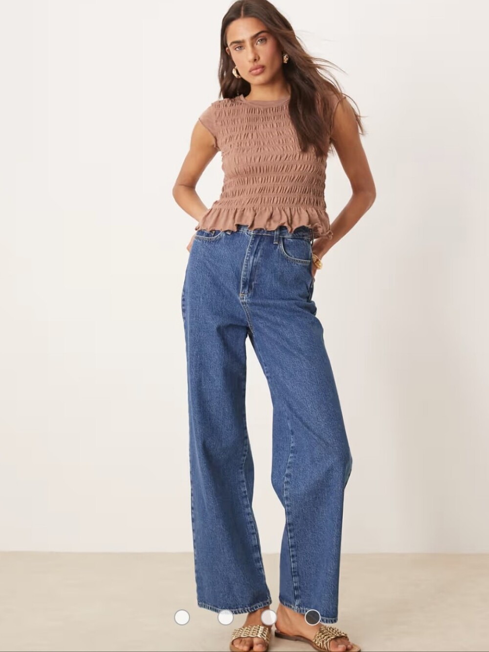 Free People Soft Ruffle Hem Short Sleeve Top - Taupe